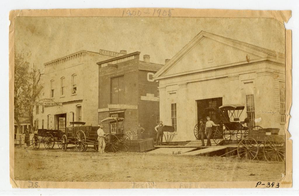 Strubler blacksmith shop and Napervillecarriage manufacturer on Washington Sreet, circa 1890s