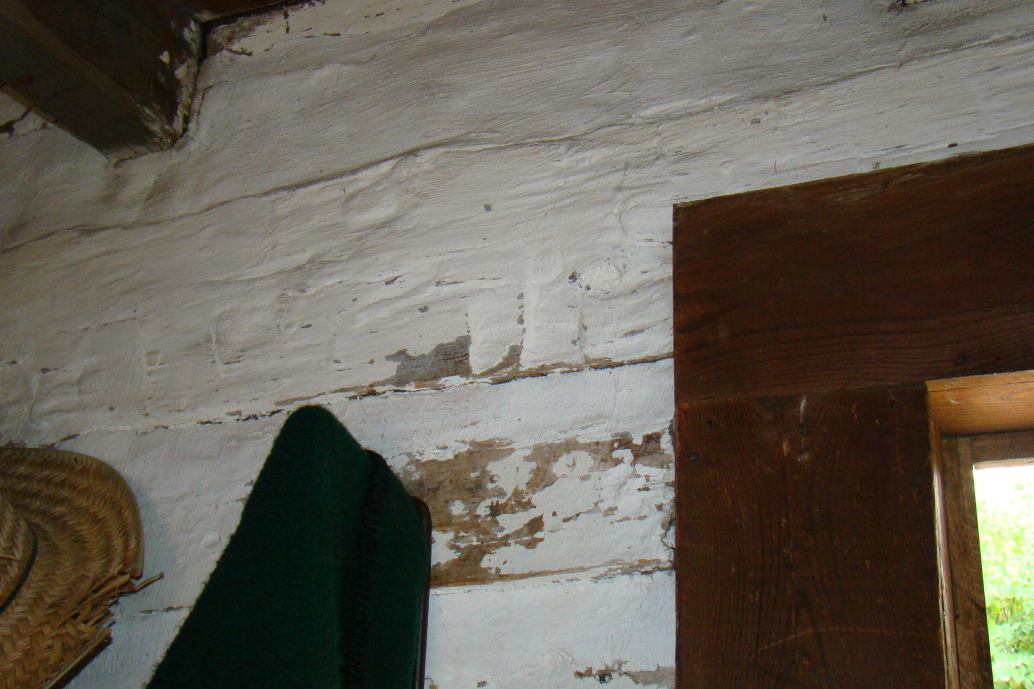 Whitewashed Log House interior