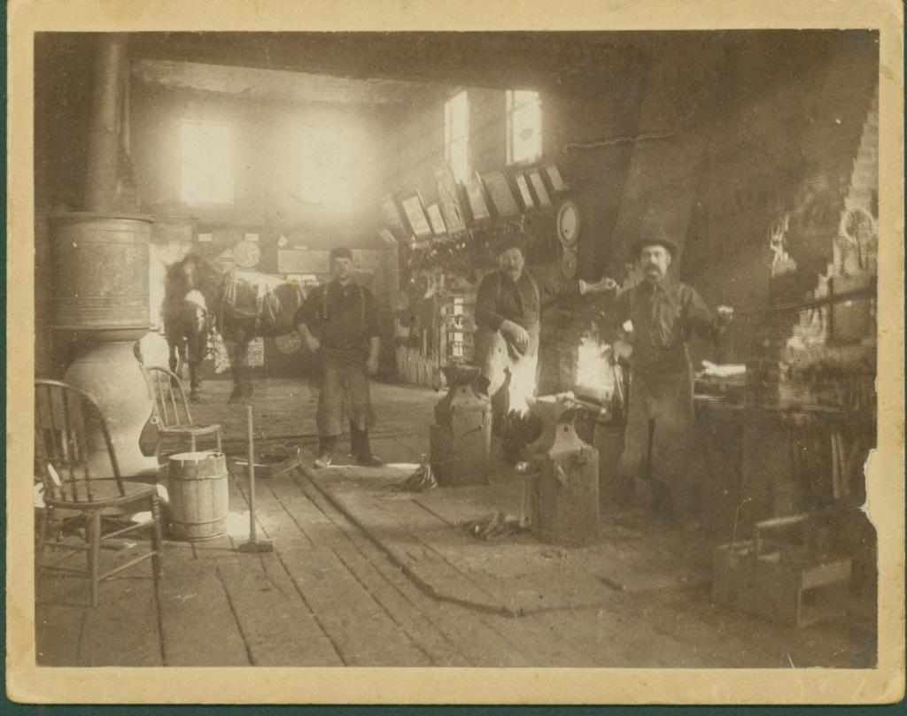 Heim and Stoner blacksmith shop on Main Street in Naperville, circa 1890s